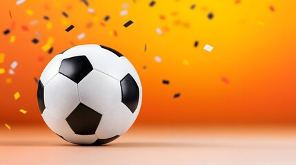 Fototapeta premium Soccer ball surrounded by colorful confectionery treats for a fun and playful sports celebration theme 120 chars
