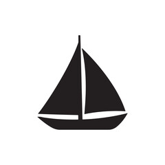 Flat Design Sailboat Icon in Black and White