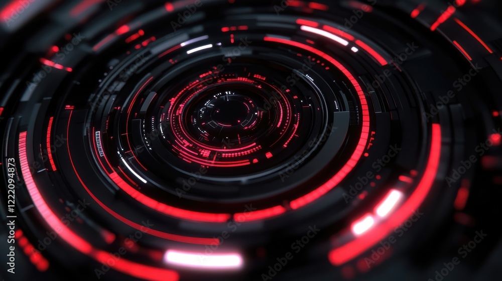 Poster abstract red circular technology design for futuristic background