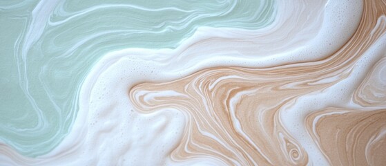 Abstract Marble Texture  Cream  Beige  and Green Swirls