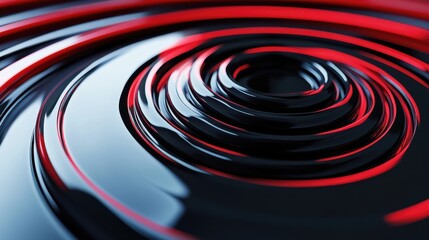 Abstract Circulating Waves of Red and Black Glossy Surface Design