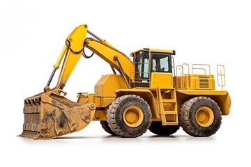 Bulldozer wheel white background machinery.
