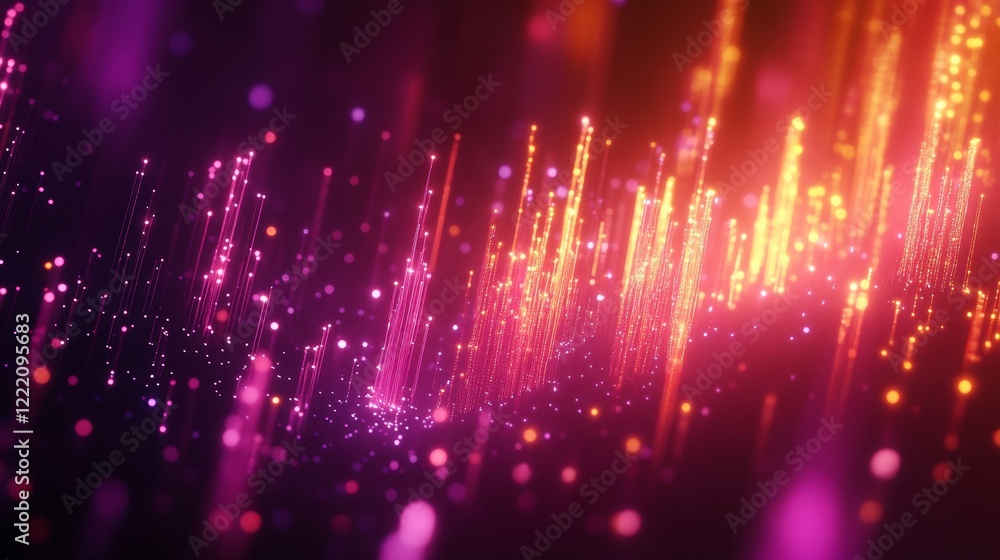 Poster vibrant abstract visualization of glowing circuits highlighting modern technology and innovation