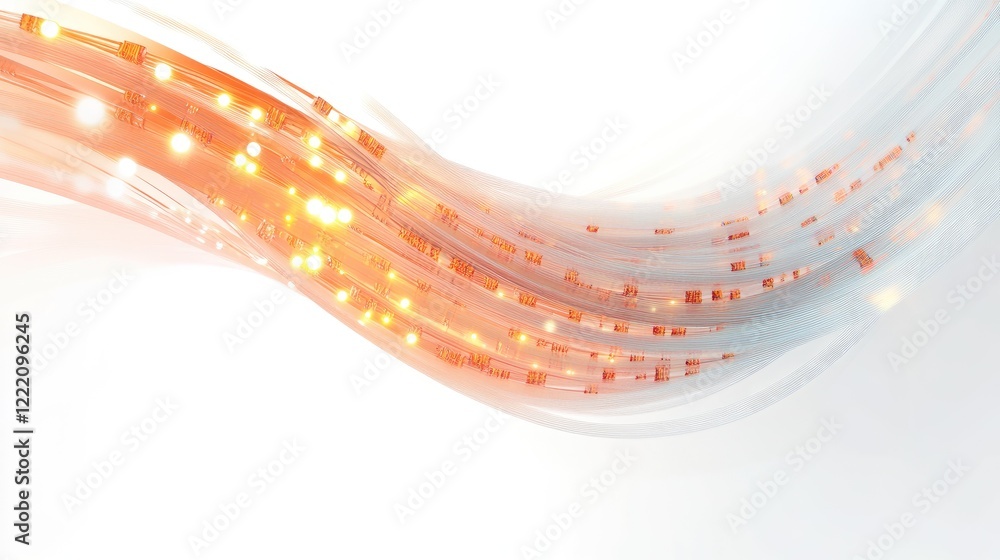 Poster A technical diagram displaying the internal layers of a fiber optic cable with glowing strands, surrounded by clean white space for custom text or annotations