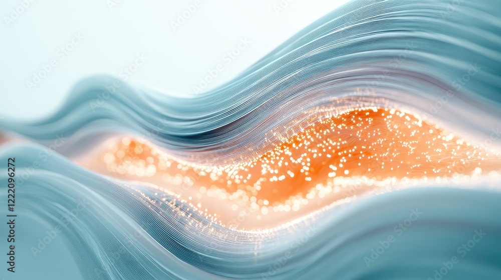 Poster A technical diagram displaying the internal layers of a fiber optic cable with glowing strands, surrounded by clean white space for custom text or annotations
