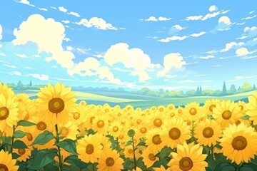 Obraz premium Sunflower field landscape backgrounds outdoors nature.