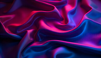 Obraz premium Black blue violet purple maroon red magenta silk satin. Color gradient. Abstract background. Drapery, curtain. Folds. Shiny fabric. Glow glitter neon electric light metallic. Line stripe. Wide banner