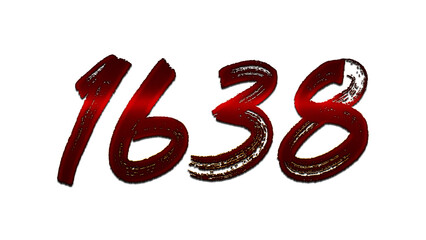 3D blood red number design of 1638 on white background.