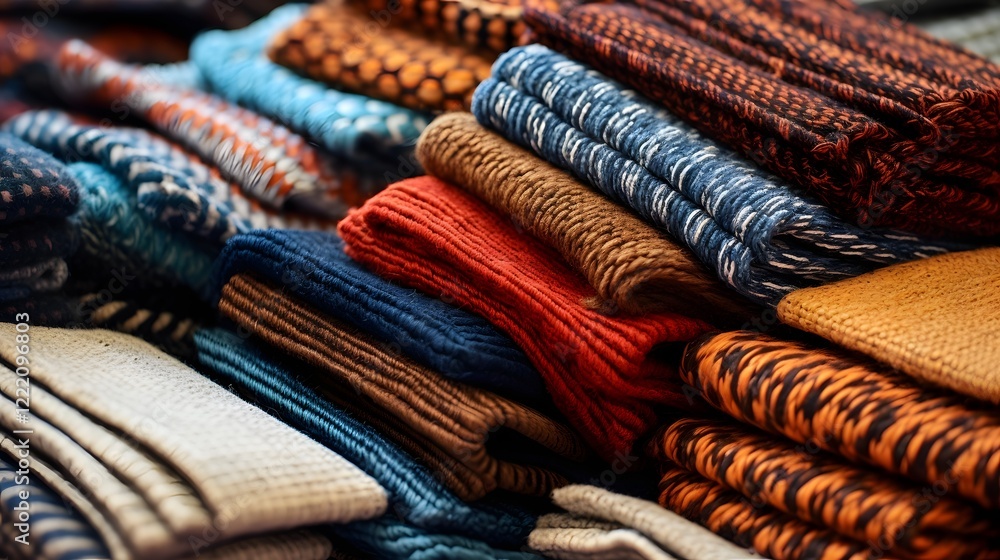 Poster a collection of handwoven mats featuring an array of intricate patterns and vivid colors perfect for