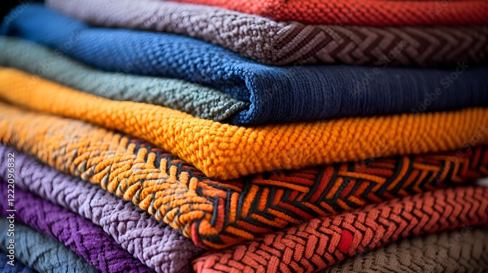 Poster a collection of beautifully handwoven mats showcasing a variety of intricate patterns and a vibrant 