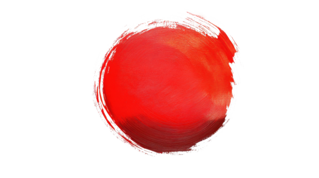 Red paint geometric circle shape brush on transparent background
