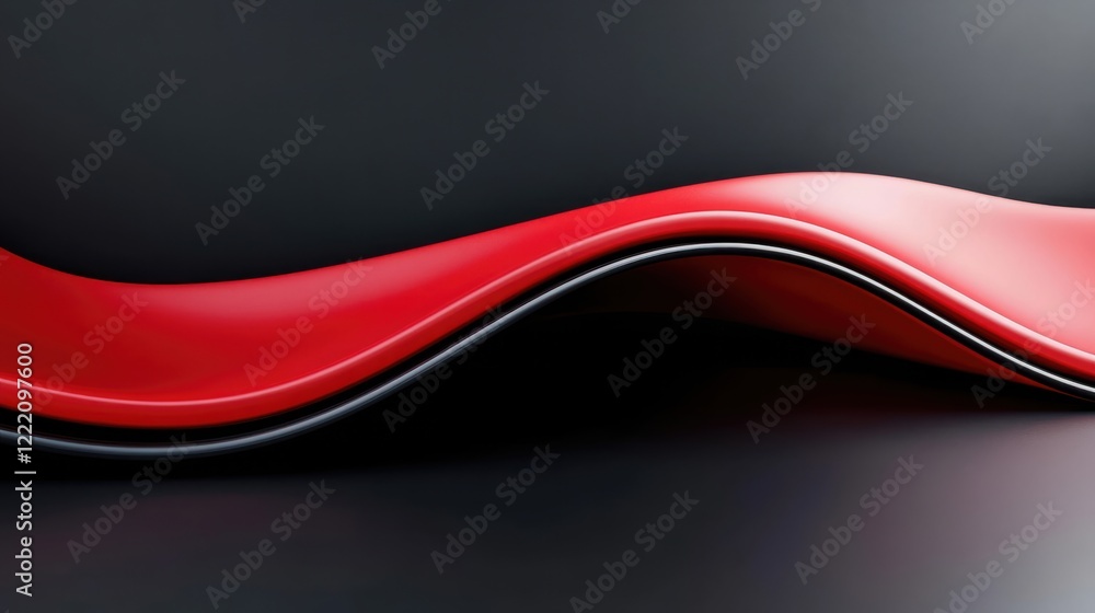 Poster smooth red curve on dark surface, modern abstract design element