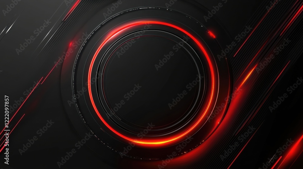 Poster abstract digital background with red circular element and lines