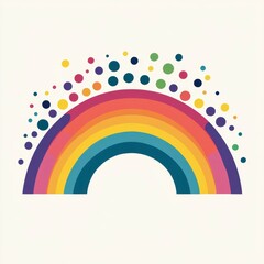 Obraz premium Vibrant Rainbow with Colorful Dots on a Simple Background