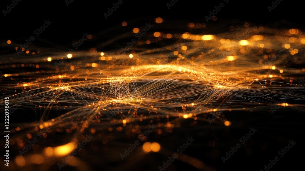 Poster Abstract data cubes interlinked by glowing beams of light, symbolizing the power of data flow and connectivity in the digital world