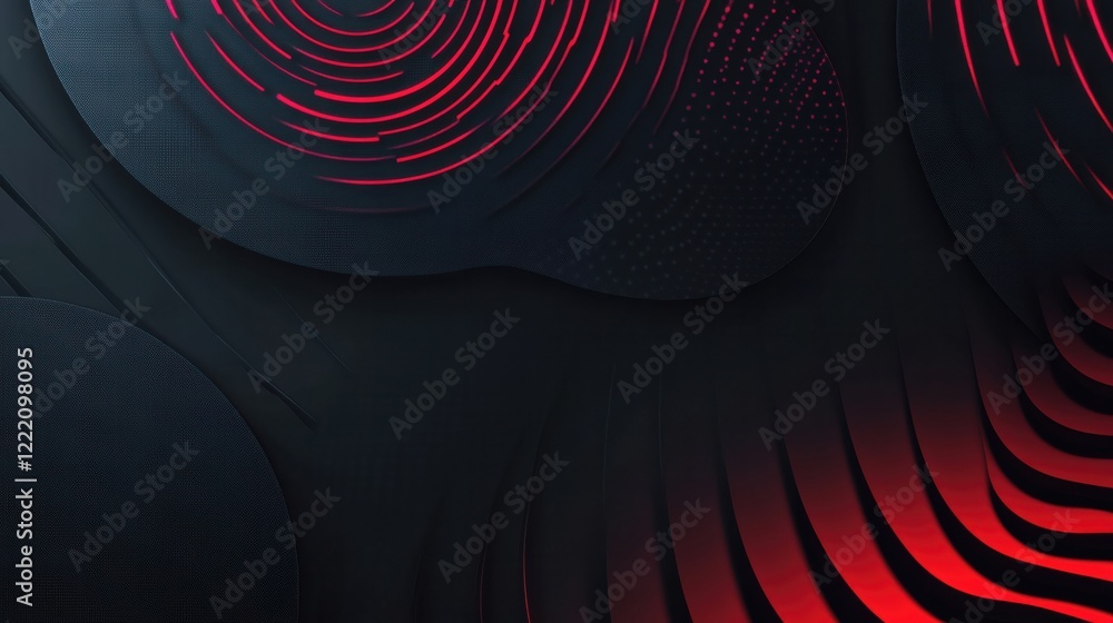 Poster abstract red and black background with flowing motion design elements