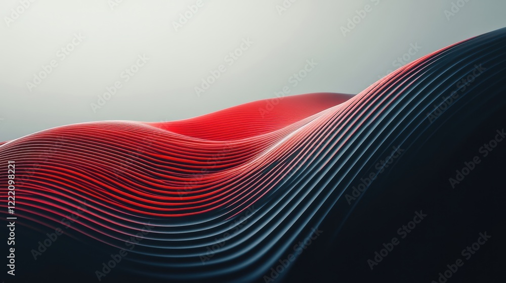 Poster abstract red and black wavy pattern with smooth gradients and lines
