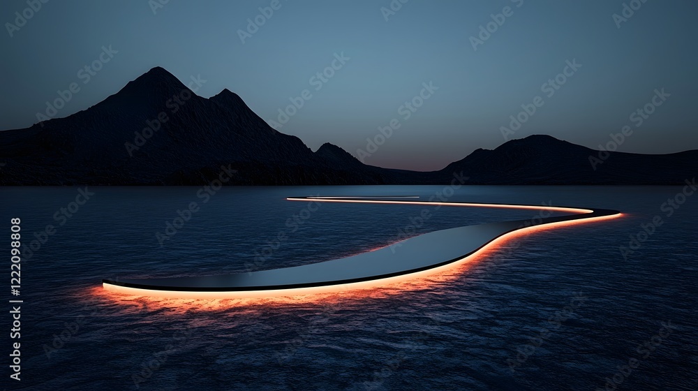 Aufkleber cutting edge technology illuminating business models with glowing digital paths in a 3d landscape ab