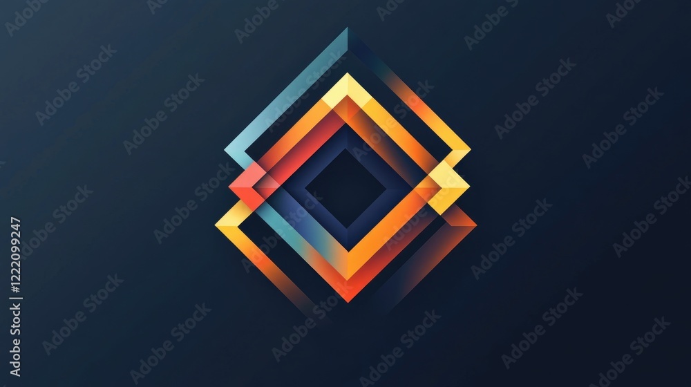 Poster an abstract geometric symbol logo on a blank, isolated background, symbolizing simplicity and profes