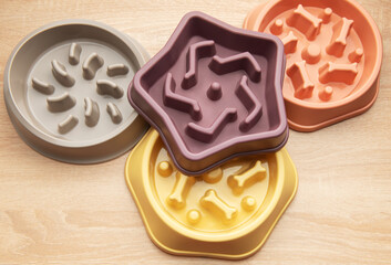 Slow feeder dog bowls preventing gulping and improving digestion