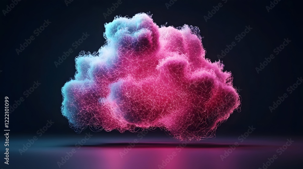 Poster ethereal 3d depicting a luminous cloud based network with a web of glowing digital connections the i