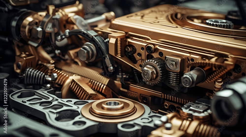Aufkleber close up perspective showcasing the intricate industrial machines and mechanisms responsible for pro