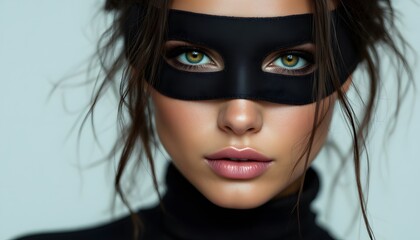 Mysterious Woman in Black Mask Stunning Portrait Photography