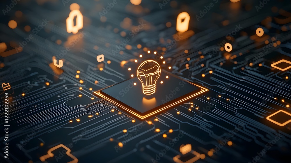 Poster futuristic 3d showcasing technological energy innovation with glowing vibrant symbols and patterns r