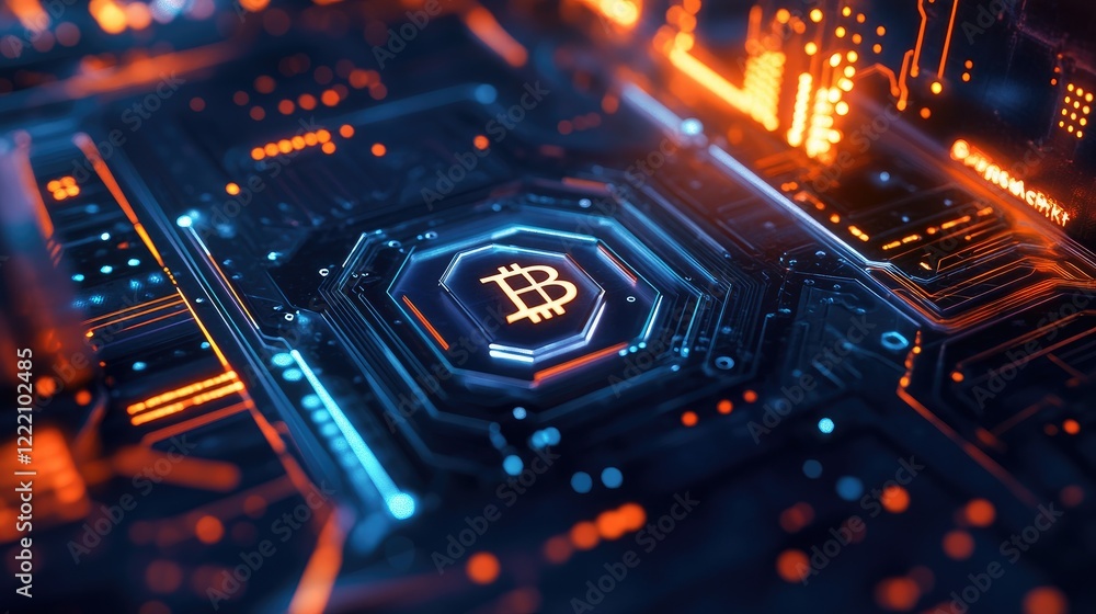 Fototapete Conceptual image of CBDC technology with digital currency symbols and secure data streams, representing the future of digital payments