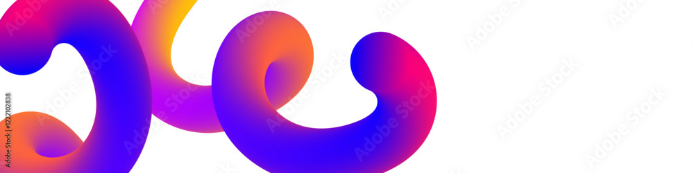 Poster gradient colorful motion twisted liquid line shapes on white background. 3d effect fluid flow wave. 
