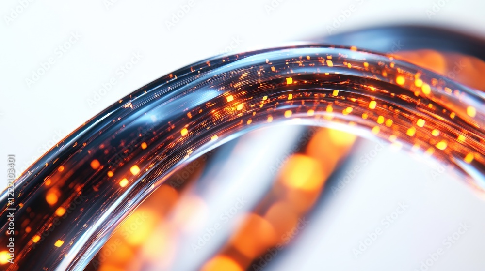 Poster diagram showing the glowing layers of a fiber optic cable internal structure, set against a white ba