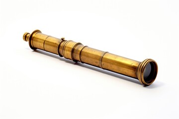 Fototapeta premium Antique old spyglass white background ammunition telescope.