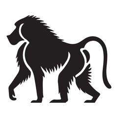 Walking Baboon Silhouette Vector Illustration Art