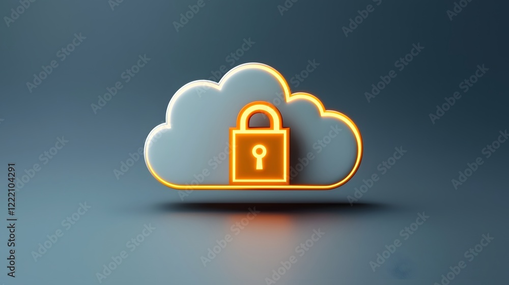 Aufkleber glowing cybersecurity firewall for secure cloud storage 3d digital security concept with locked clou