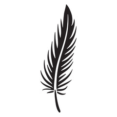 Vertical Black Feather Silhouette Vector Illustration