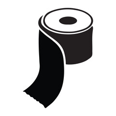 Simple Black Silhouette Toilet Paper Vector Graphic