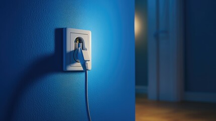 Electric socket with a plug partially inserted, symbolizing connection and disconnection, illustrating the concept of a broken connection or error