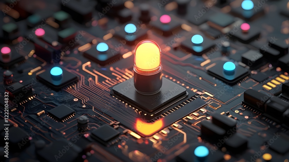 Poster glowing next gen power management system for innovative energy solutions 3d of a futuristic high tec
