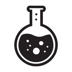 Black Silhouette Erlenmeyer Flask with Bubbling Liquid Illustration