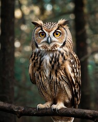 Fototapeta premium full-body image of a wise owl with eyes expressing intelligence and wisdom. cinematic.