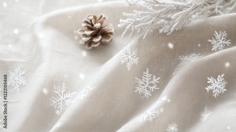 Poster scandinavian wallpaper with subtle snowflake patterns in soft white and light gray