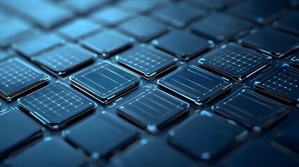 Innovative futuristic energy management technology with luminous geometric panels in a clean digital 3D design  Renewable sustainable power concept with a modern high tech aesthetic