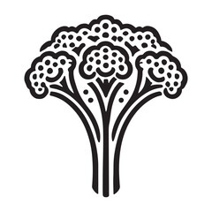 Detailed Broccoli Silhouette Vector Illustration for Food Designs