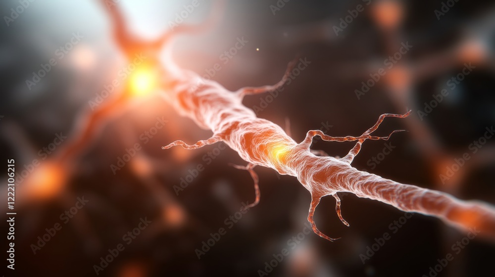Poster A detailed view of a human brain model displaying illuminated neural pathways and active synapses, enhancing the understanding of neuroscience concepts and connections