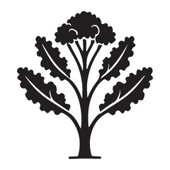 Vibrant Black Silhouette Kale Leaves Illustration