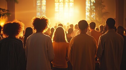 a moment during a worship service where congregants are gathered around the altar, engaged in prayer or communion, emphasizing community and devotion.