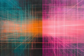 Vibrant Abstract Lines and Grids with Multicolor Background