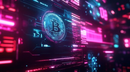 Obraz premium Futuristic CBDC technology displayed on a digital screen, showcasing secure digital currency systems and innovative payment networks