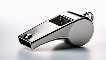 Un silvato de color plata en un espacio aislado