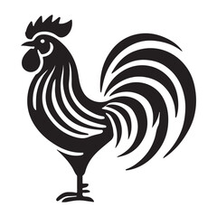 Rooster Silhouette Icon Farm Animal Bird Vector Illustration